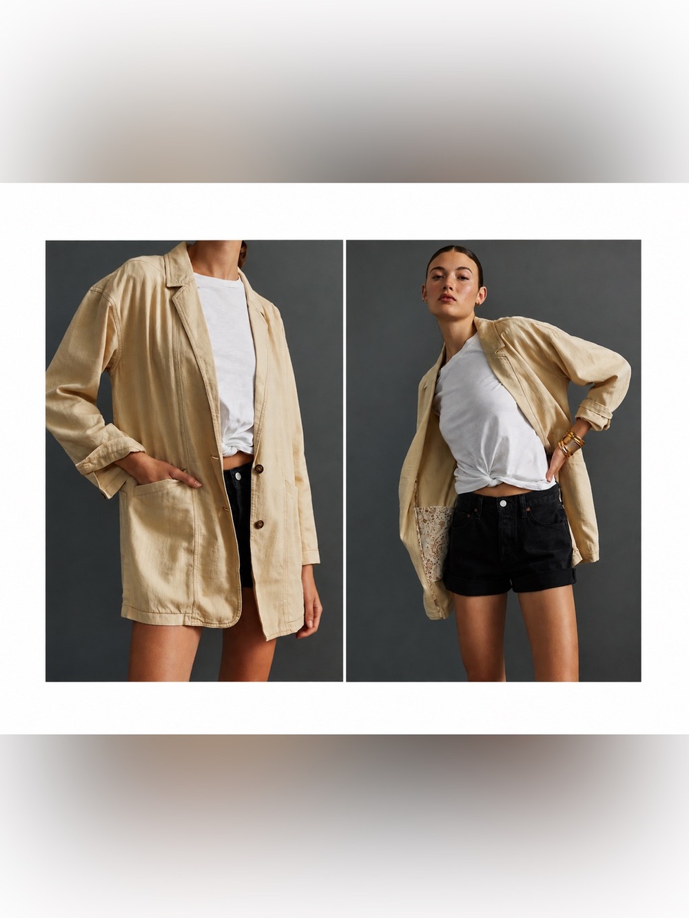Pilcro Sand-Beige Linen-Blend Blazer